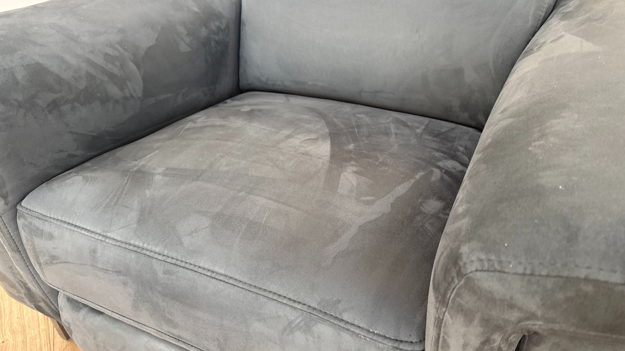 Sofology Ezra Fabric Chair Power Recliner/Headrest Heated Seat in Lifestyle Plush Lead Grey