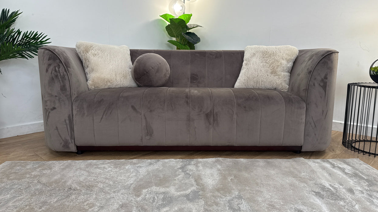 Sofology The Fitzrovia 3 Seater Fabric Sofa in Matt Velvet Mole Mix With Trim