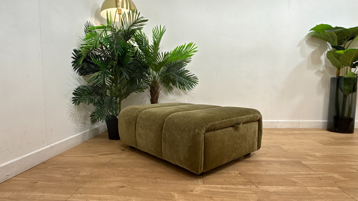 Sofology Waldorf Fabric Storage Footstool in Soft Chenille Olive
