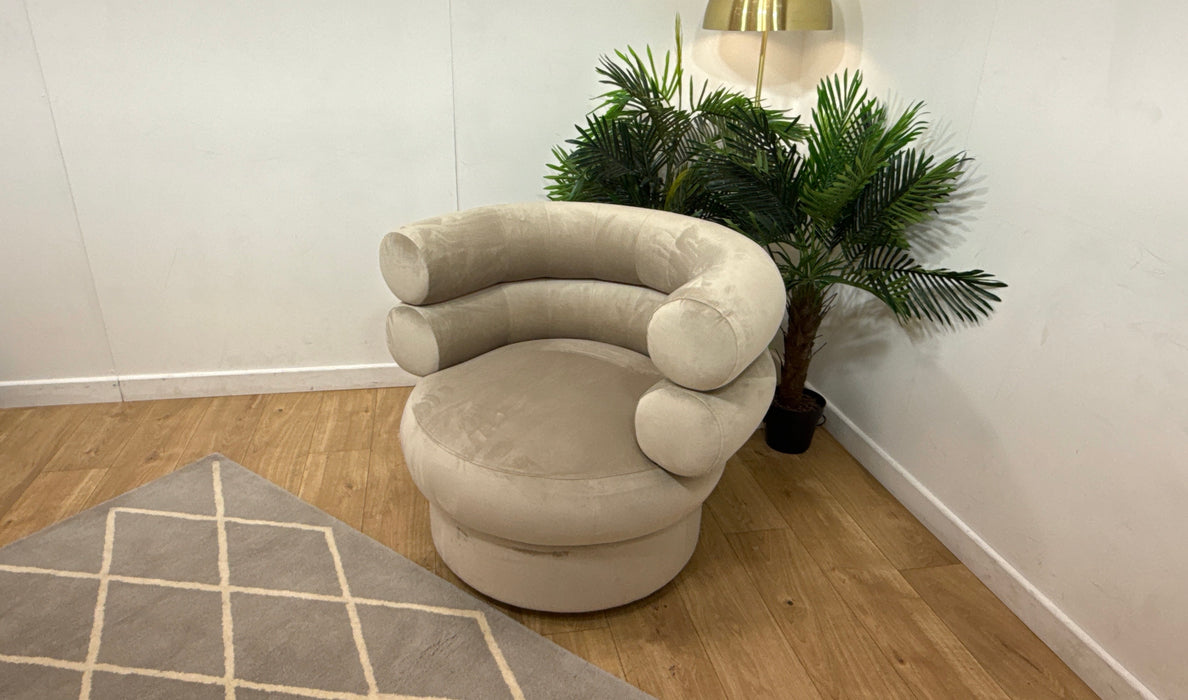 Sofology Fitzrovia Fabric Accent Swivel Chair in Matt Velvet Stone Without Trim