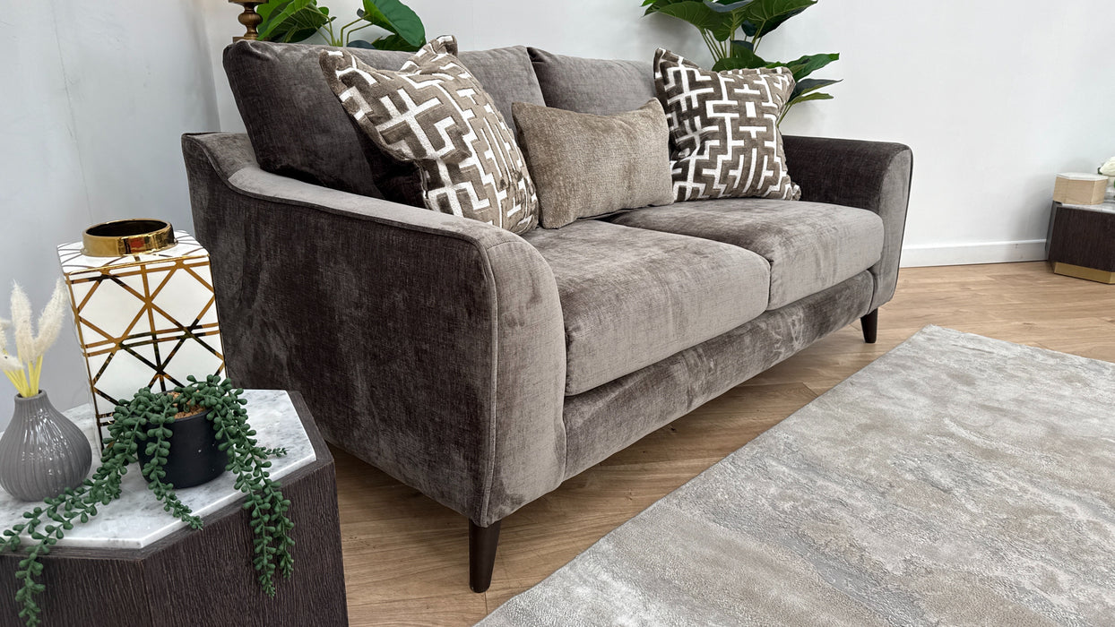 Sofology Mayfair Fabric 2 Seater Foam Seats in Luxury Chenille Truffle/Gold Mix