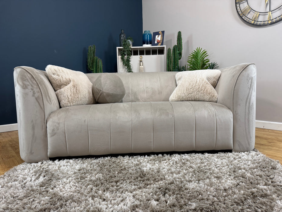 The Fitzrovia Fabric 2 Seater - Matt Velvet Stone Mix - Dark Wood Trim (WA2)