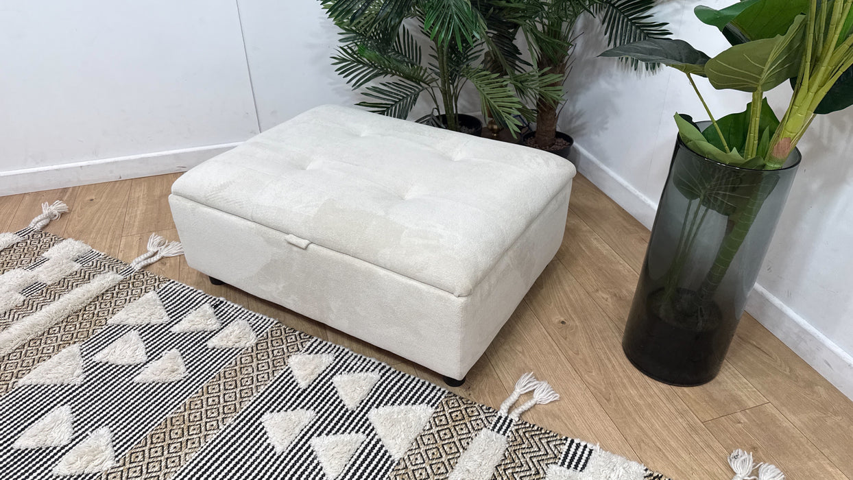 Sofology Ascot Fabric Storage Footstool in Texture Chenille Natural