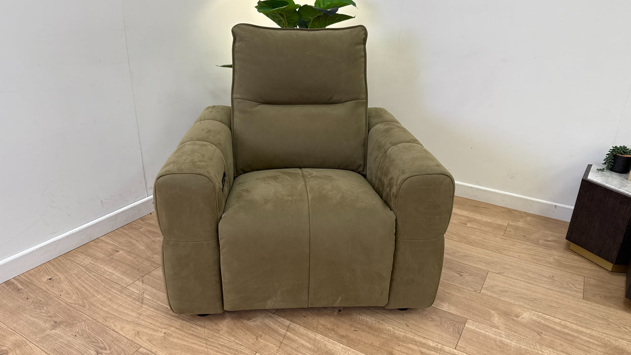 Sanctuary Fabric Chair Power Recliner in Lifestyle Nubuck Feel Fabric Moss