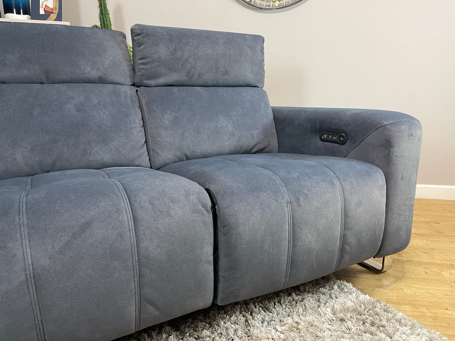 Marvella Fabric 3 Seater - Lifestyle Flecked Fabric Charcoal - Power Headrest and Power Recliner (WA2)