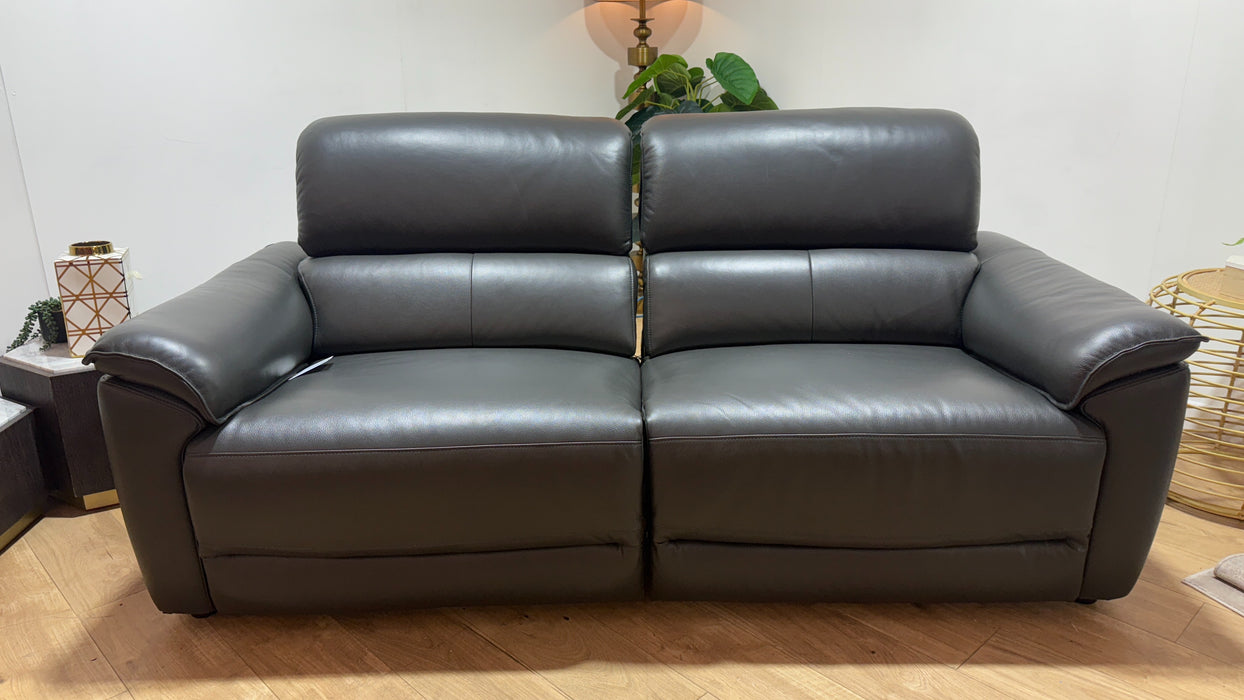 Sofology Hugo Leather 2.5 Seater Power Recliner/Headrest in Trusty Embossed Charcoal