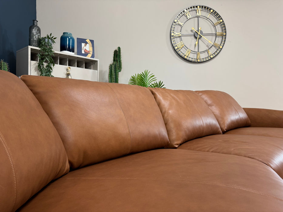 Adler Asymmetric Leather 4 Seater - Relaxed Soft Tan (WA2)