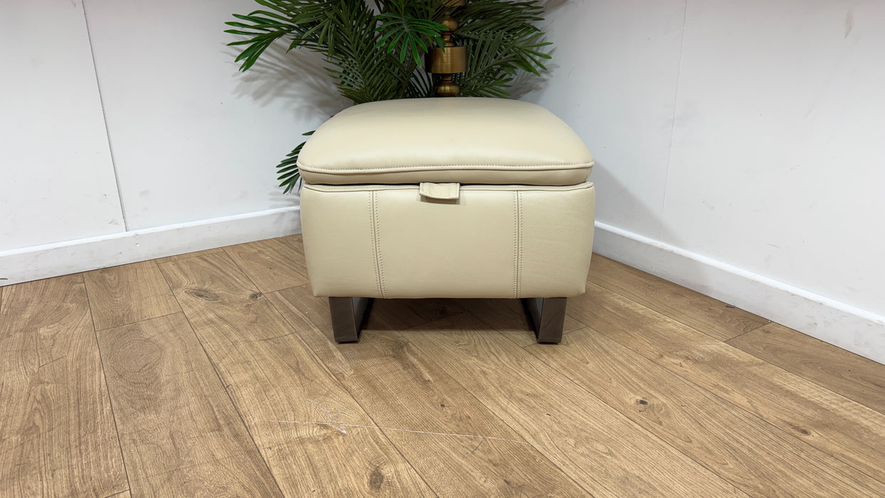 Sofology Ravello Leather Designer Storage Footstool in Trusty Embossed Bone China