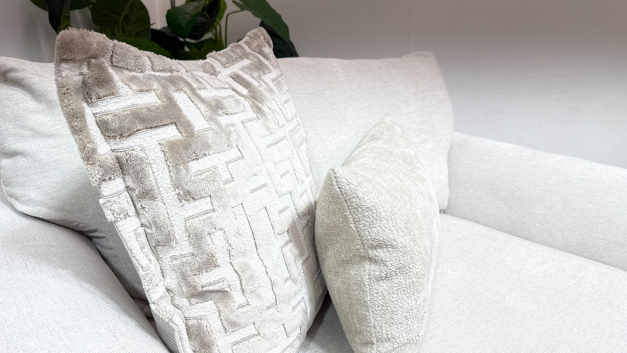 Sofology Mayfair Fabric Loveseat Foam Seat in Linen Look Chenille Mist/Pearl Mix