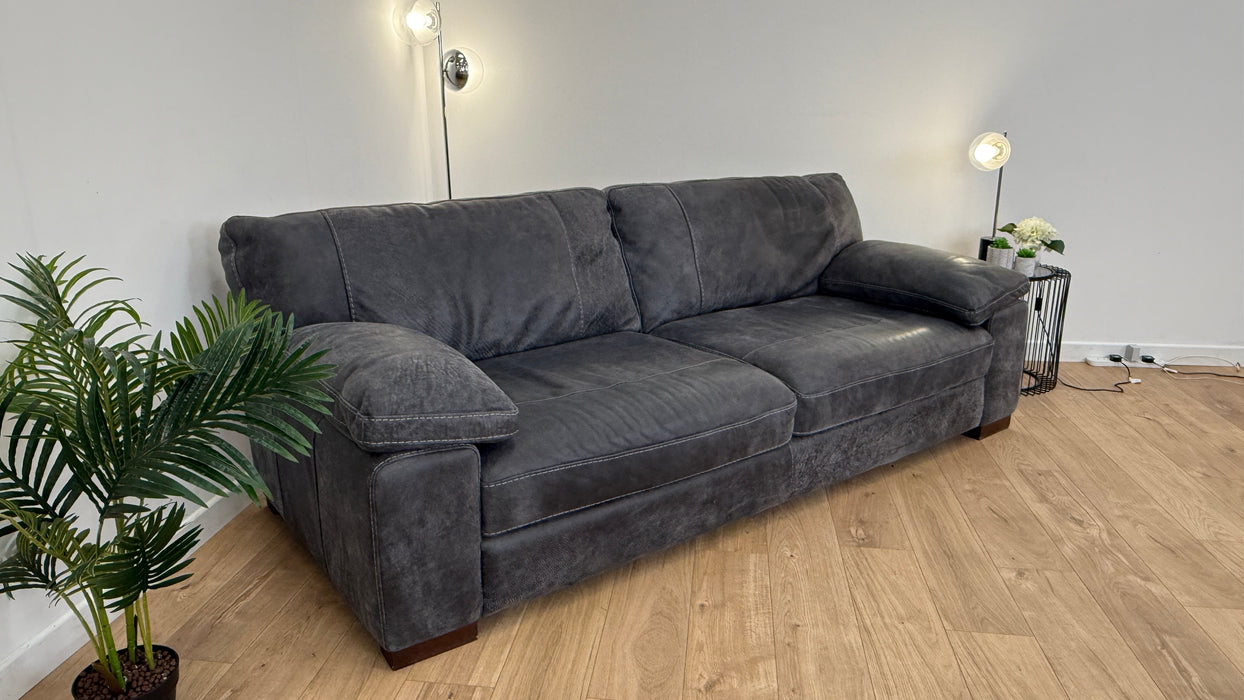 Linara 4 Seater  - Leather Sofa - Utah Grey