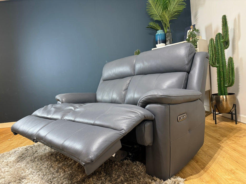 Gracy 2 Seater Power Recliner Leather Lavender Grey (WA2)