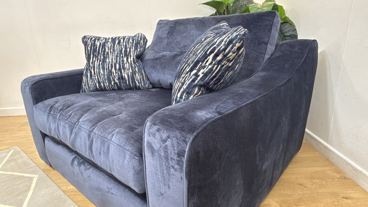 Sofology Bellagio Fabric Loveseat Reversible Extra Flex Interior in Luxury Deep Pile Chenille Denim Mix