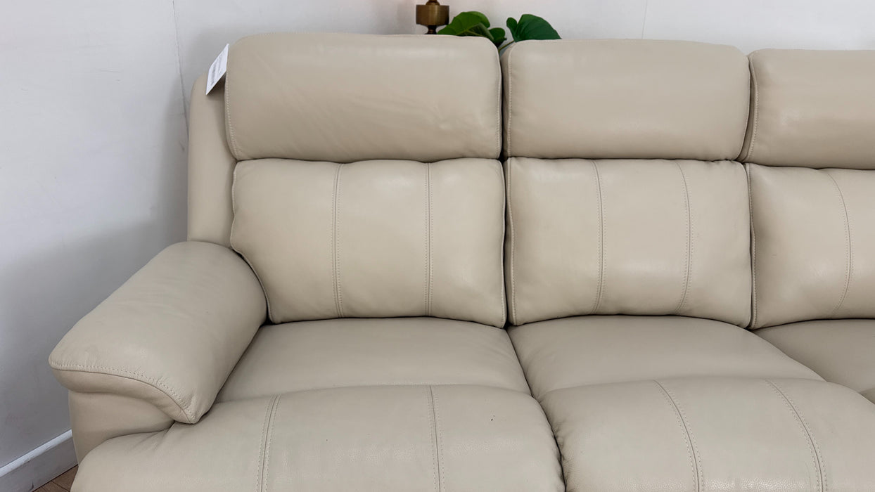 Sofology Gracie Leather 3 Seater Power Recliner/Headrest in Trusty Sheen Bone China