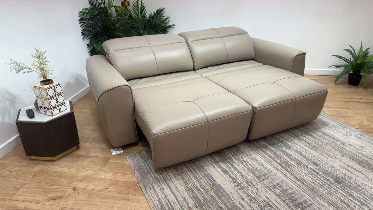 Sofology Riviera Leather 3 Seater Motion Chaise in Trusty Embossed Stone