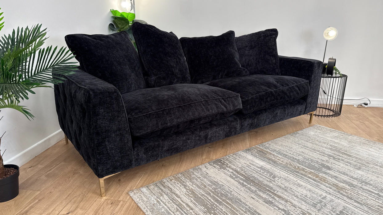 Sofology Rococo Fabric 4 Seater Pillow Back in Verbier Black Mix