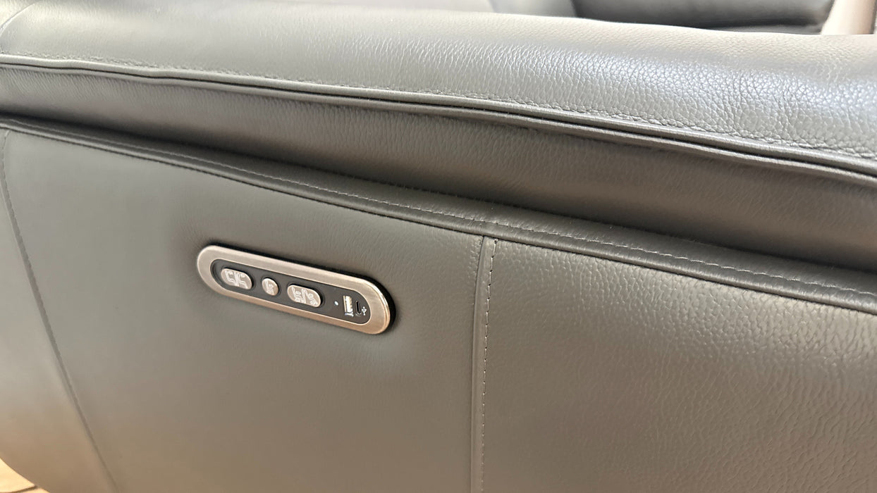 Sofology The Hugo 2 Seater Recliner Sofa in Trusty Embossed Leather Charcoal