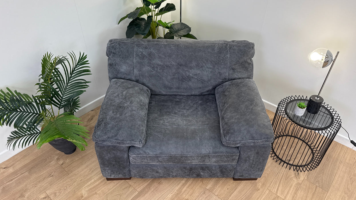 Linara Loveseat - Leather - Utah Grey