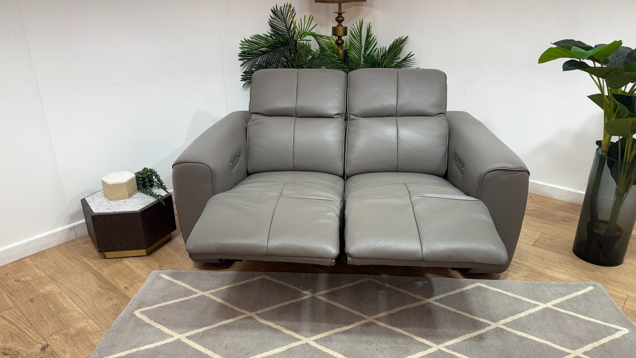 Sofology Riviera Leather 2 Seater Power Recliner/Headrest Heated Seats in Trusty Embossed Elephant