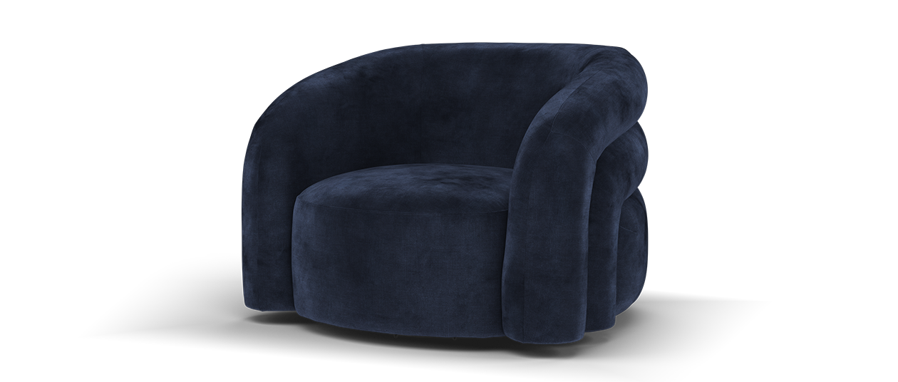 Sofology Dalston Fabric Swivel Chair in Soft Chenille Navy Limited Edition