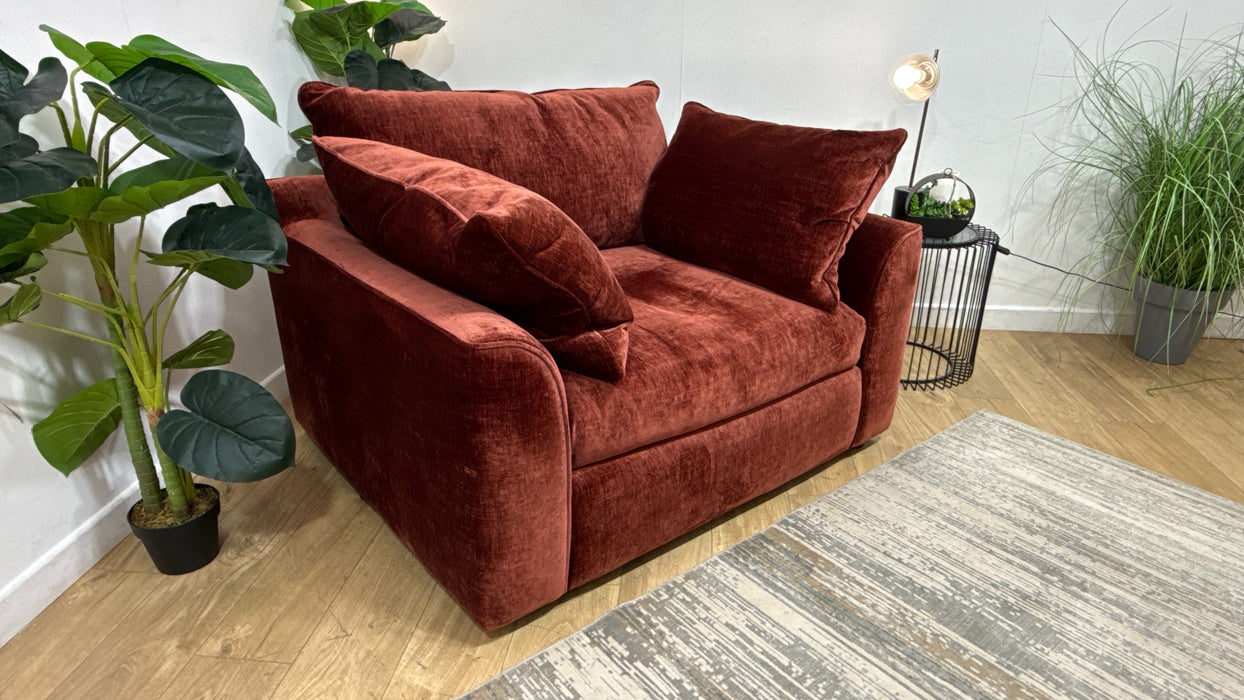 Sofology Georgio Fabric Loveseat Feather Flex Seat in Luxe Chenille Burgundy