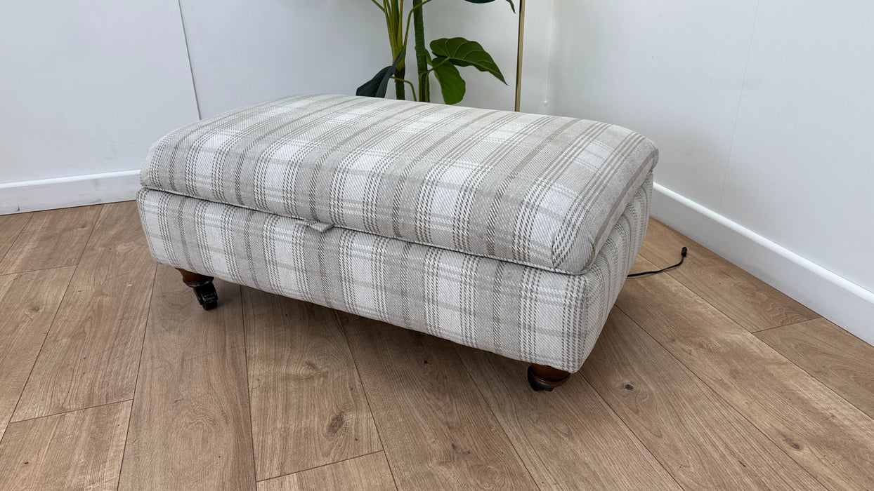 DFS The Wimborne Fabric Footstool in Check Stone
