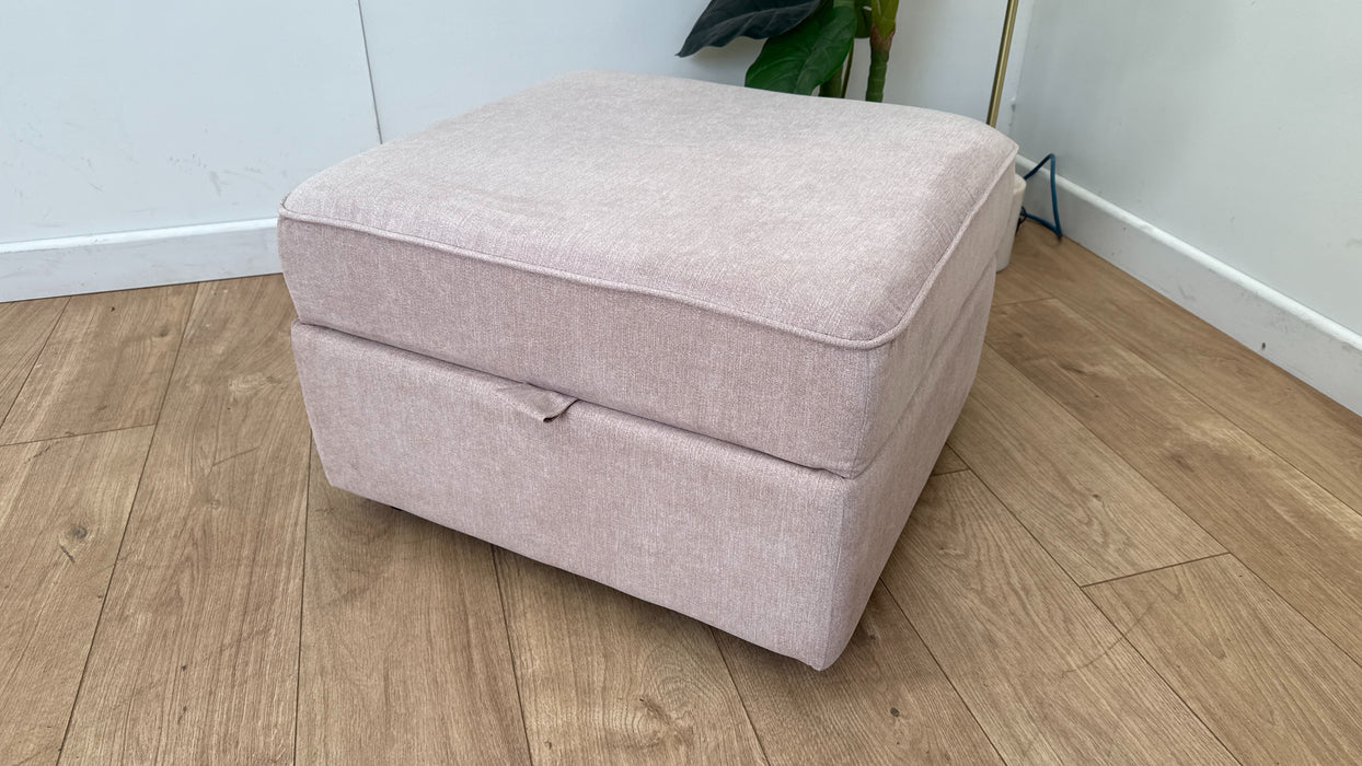 DFS The Saxton Fabric Footstool in Plaza Old Rose