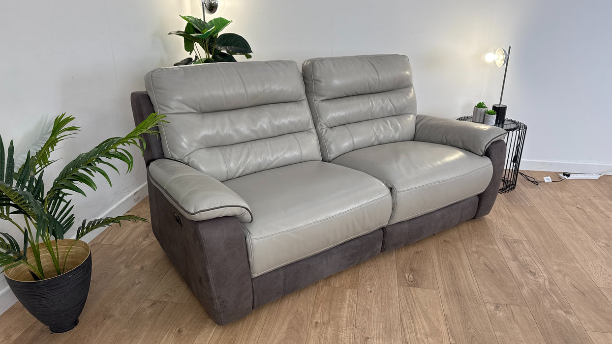 Maloney 3 Seater Fabric/Leather Power Recliner