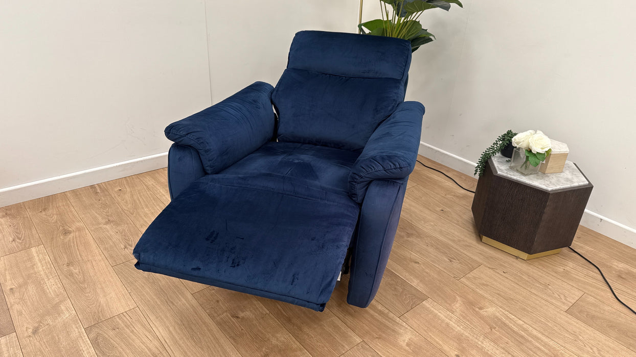 Sofology Parker Fabric Chair Power Recliner/Headrest in Heritage Velvet Royal