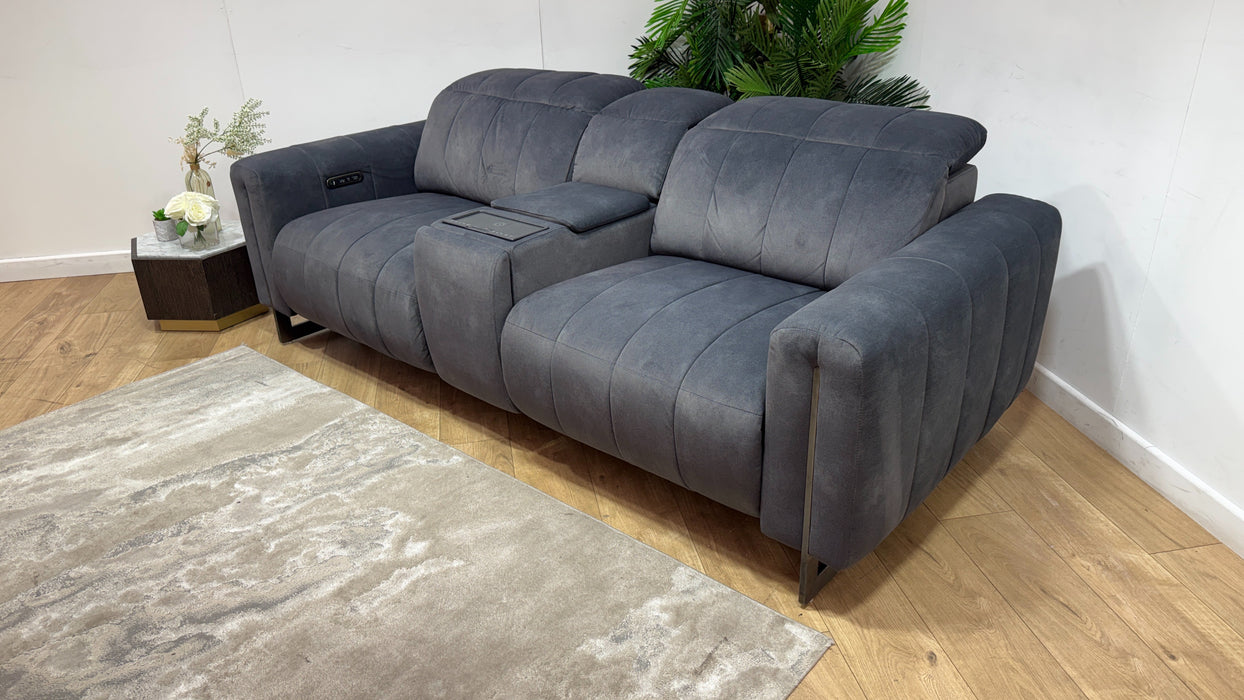 Sofology Paramount Fabric 2.5 Seater Console Power Recliner/Headrest Speakers in Lifestyle Flecked Charcoal