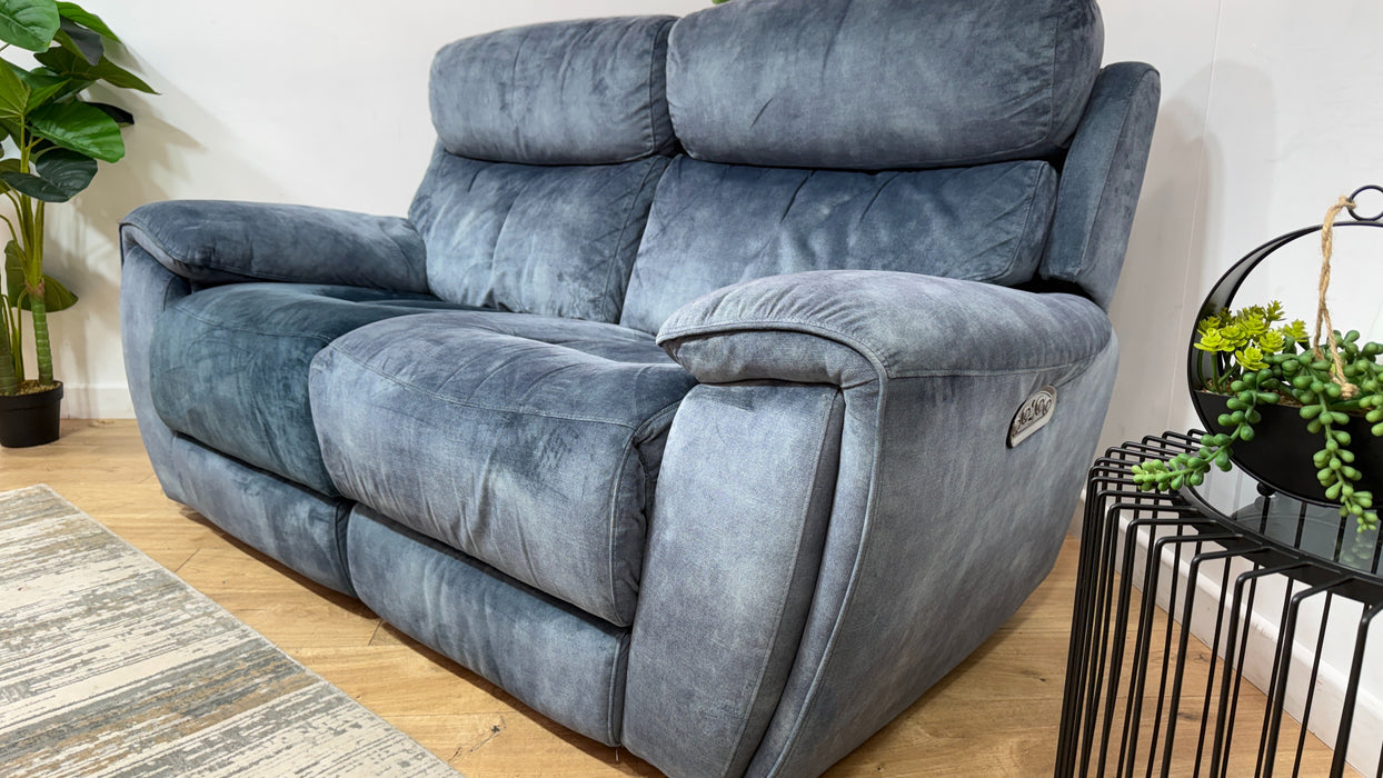 Sofology Radleigh Fabric 2 Seater Power Recliner/Headrest in Decent Teal