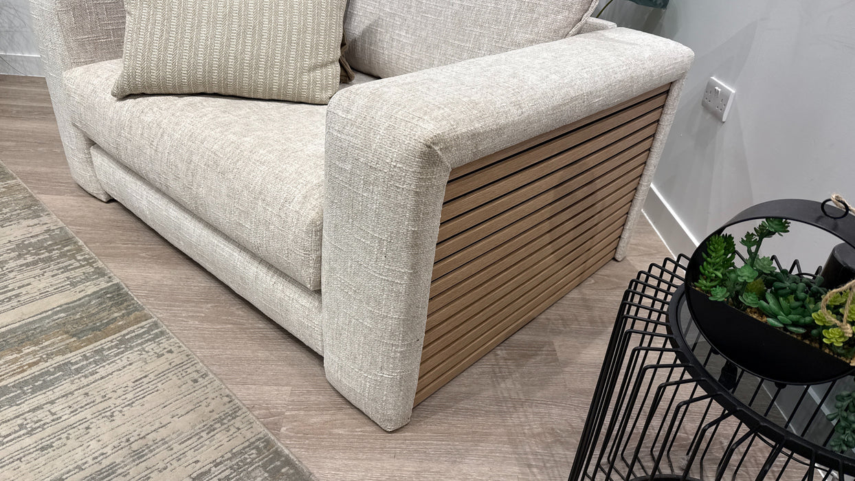 Sofology Cove  Fabric Loveseat Light Wood Panel in Artisan Chenille Ecru Mix