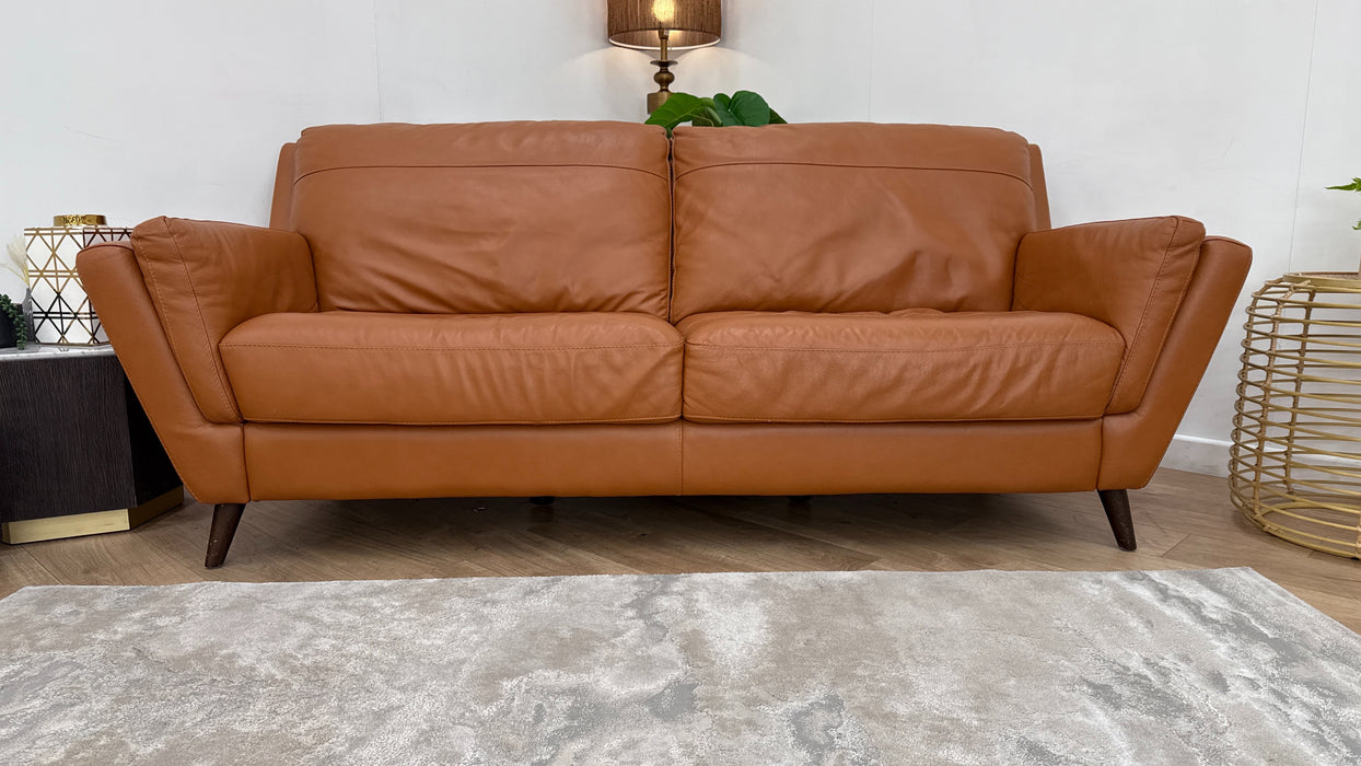 Sofology Fellini Leather 3 Seater Full Back in Alaska Brittany