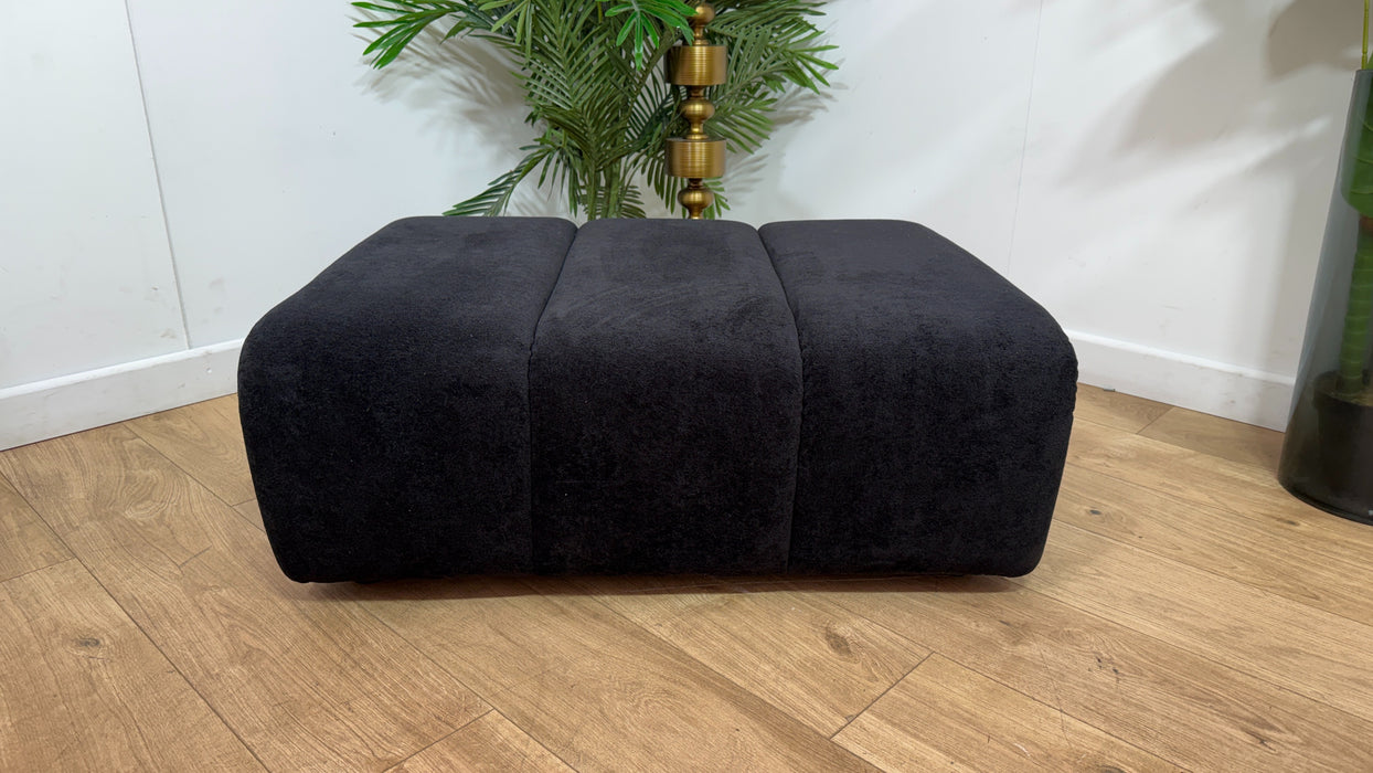 Sofology Waldorf Fabric Storage Footstool in Soft Sherpa Ebony