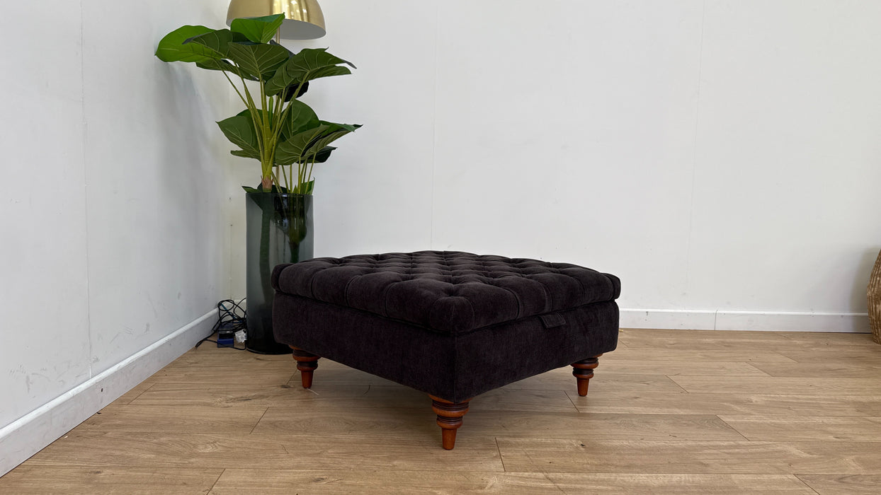Sample Fabric Designer Storage Footstool in Relaxed Chenille Raisin
