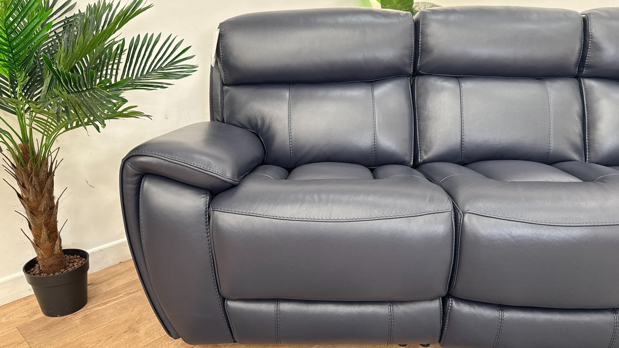 Sofology The Radleigh 3 Seater Recliner in Trusty Soft Sheen Leather Navy Blue