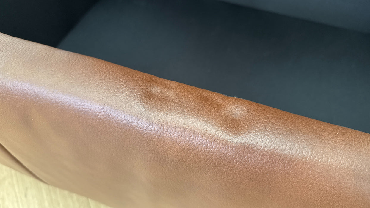 Sofology Lumiere Leather Designer Storage Footstool in Trusty Embossed Leather Chestnut