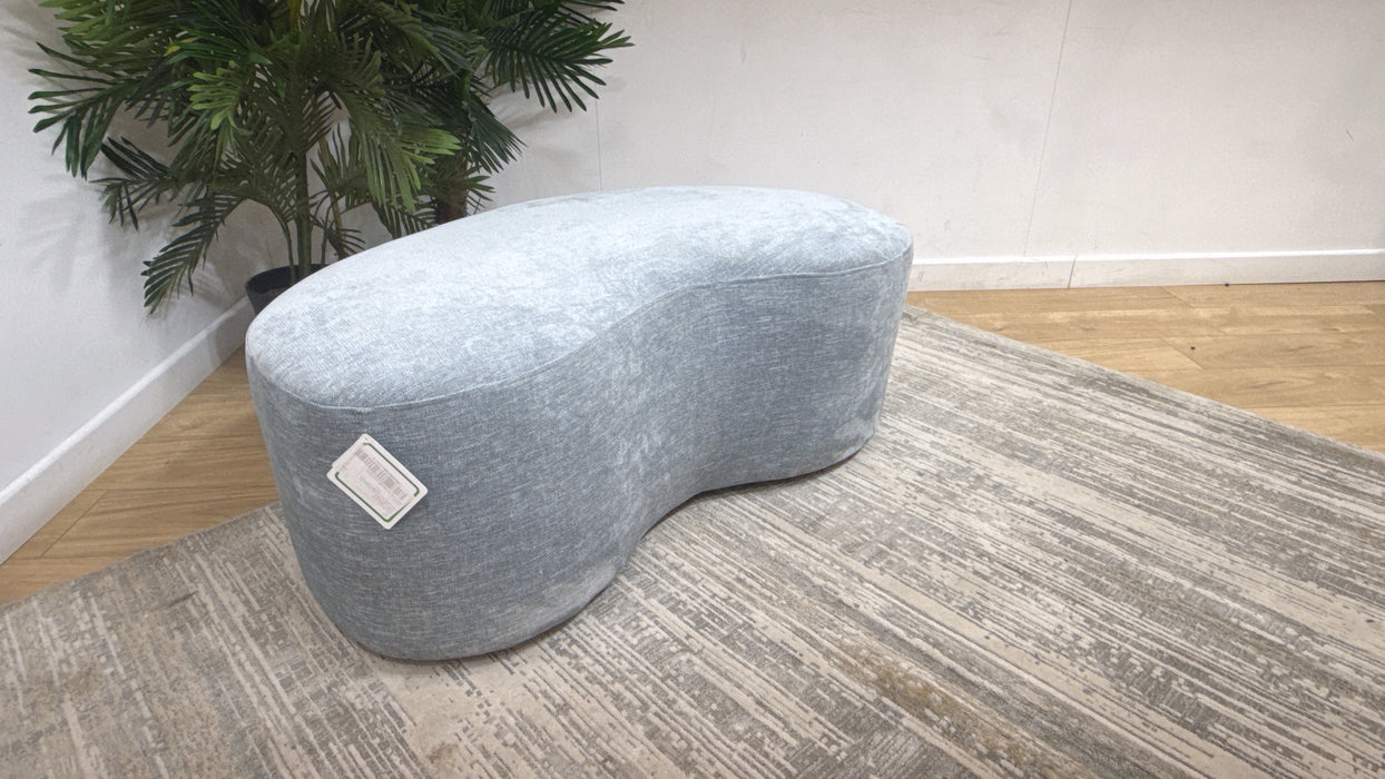 Sofology Chloe Designer Footstool in Linen Look Chenille Sky