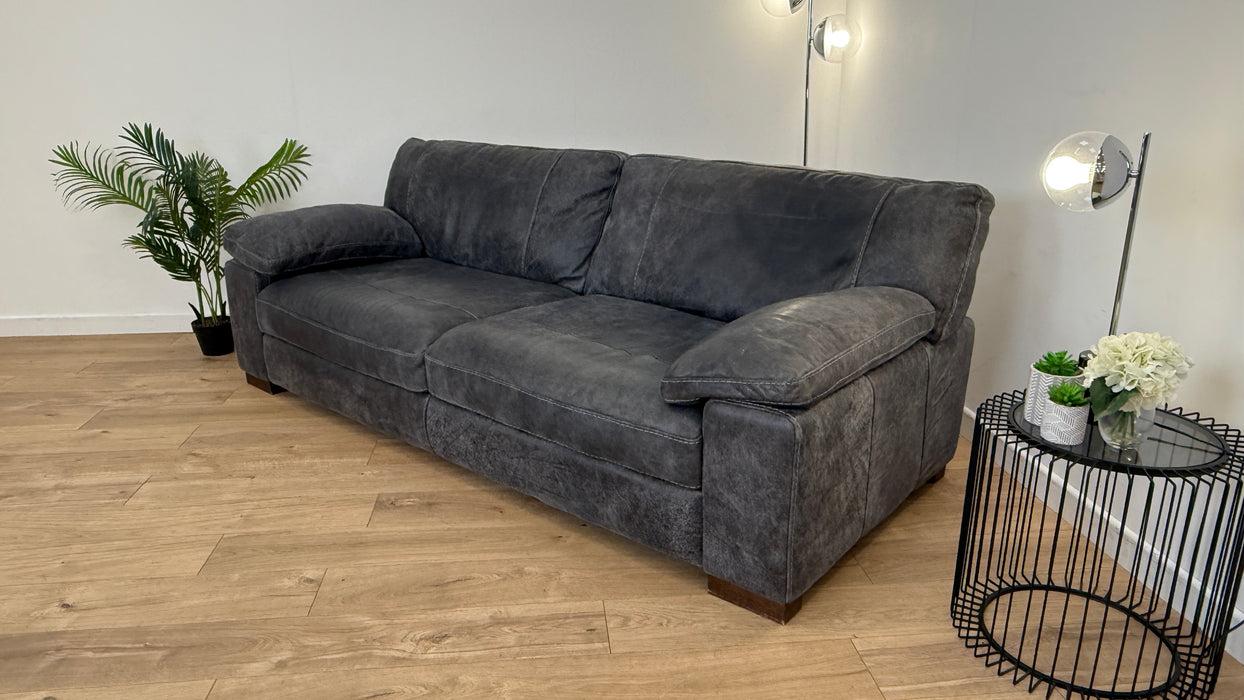 Linara 4 Seater  - Leather Sofa - Utah Grey