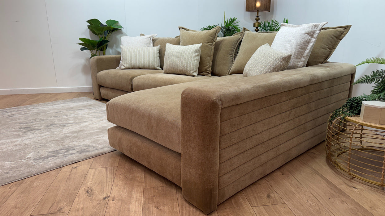 Sofology Cove Fabric Grande Chaise in Soft Chenille Caramel Mix