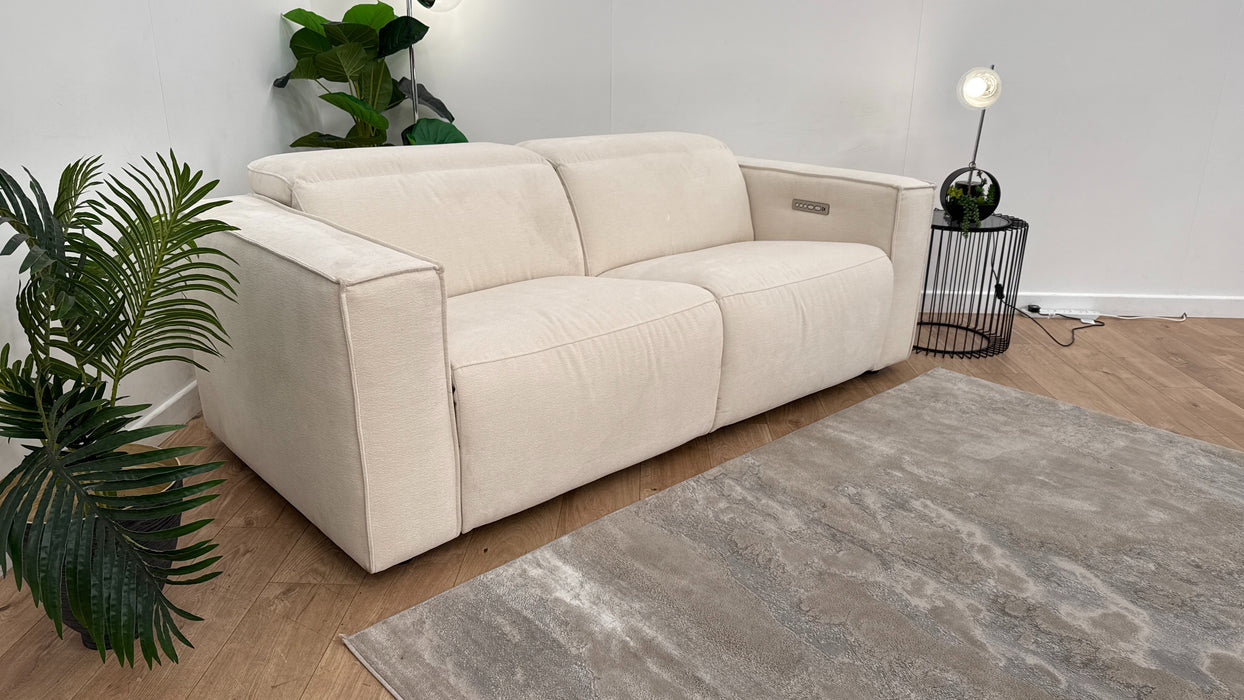 Sofology The Horizon Fabric 2.5 Seater Power Recliner/Headrest in Textured Chenille Oyster