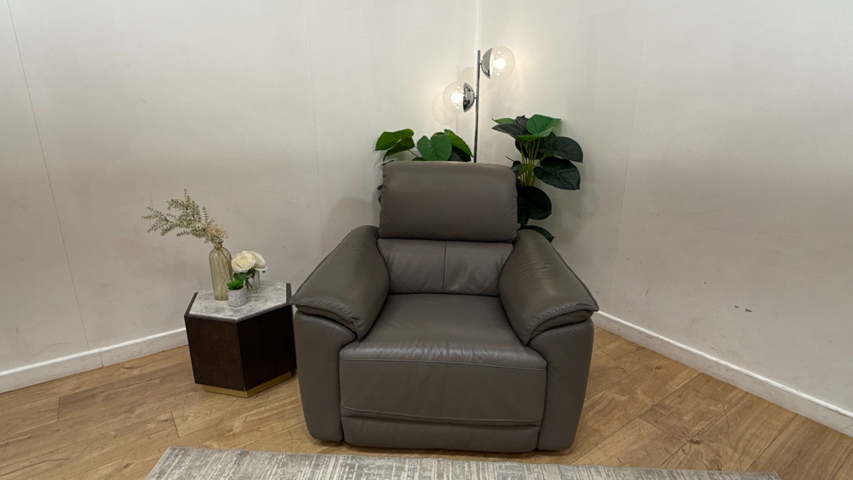 Sofology Hugo Leather Chair Power Recliner/Headrest in Trusty Embossed Elephant