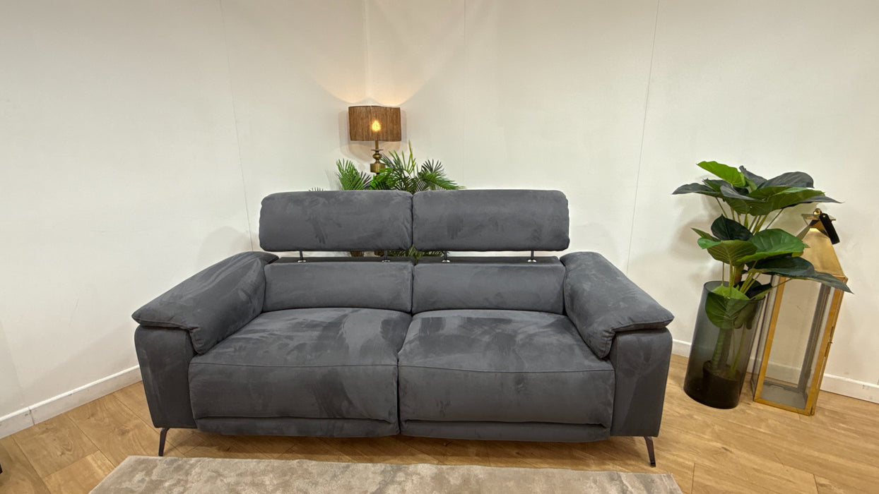 Sofology Fratelli Fabric 2.5 Seater Power Recliner/Headrest in Lifestyle Nubuck Feel Charcoal