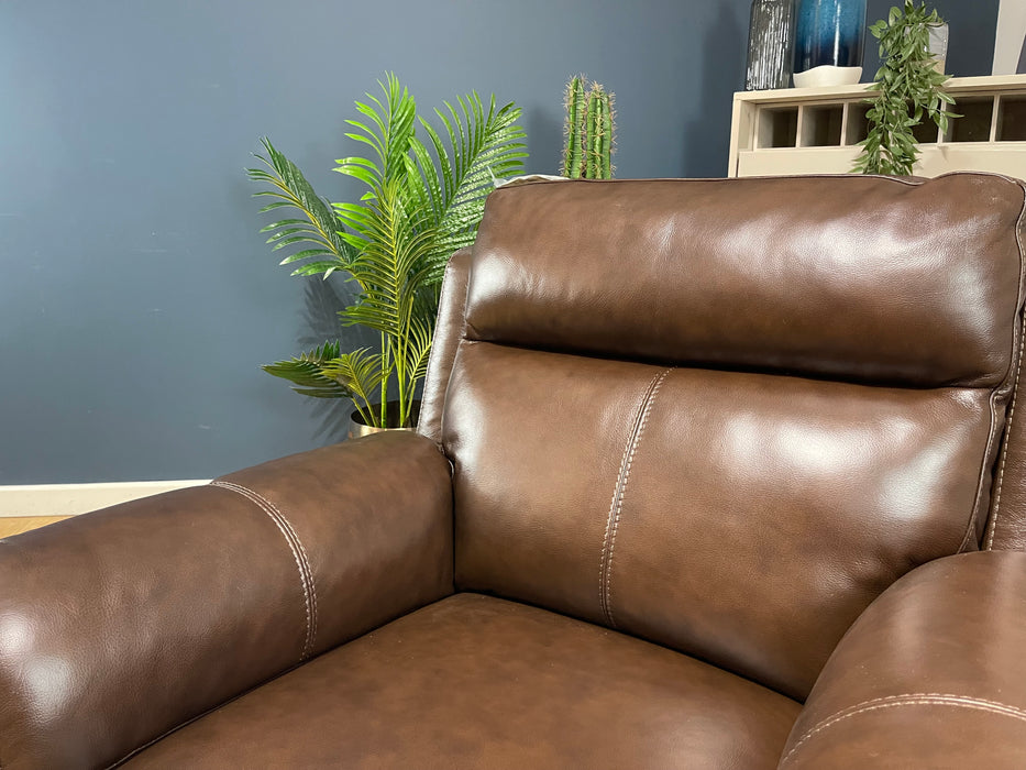 Lucca Metz Dark Brown Leather Chair Power Recliner (WA2)