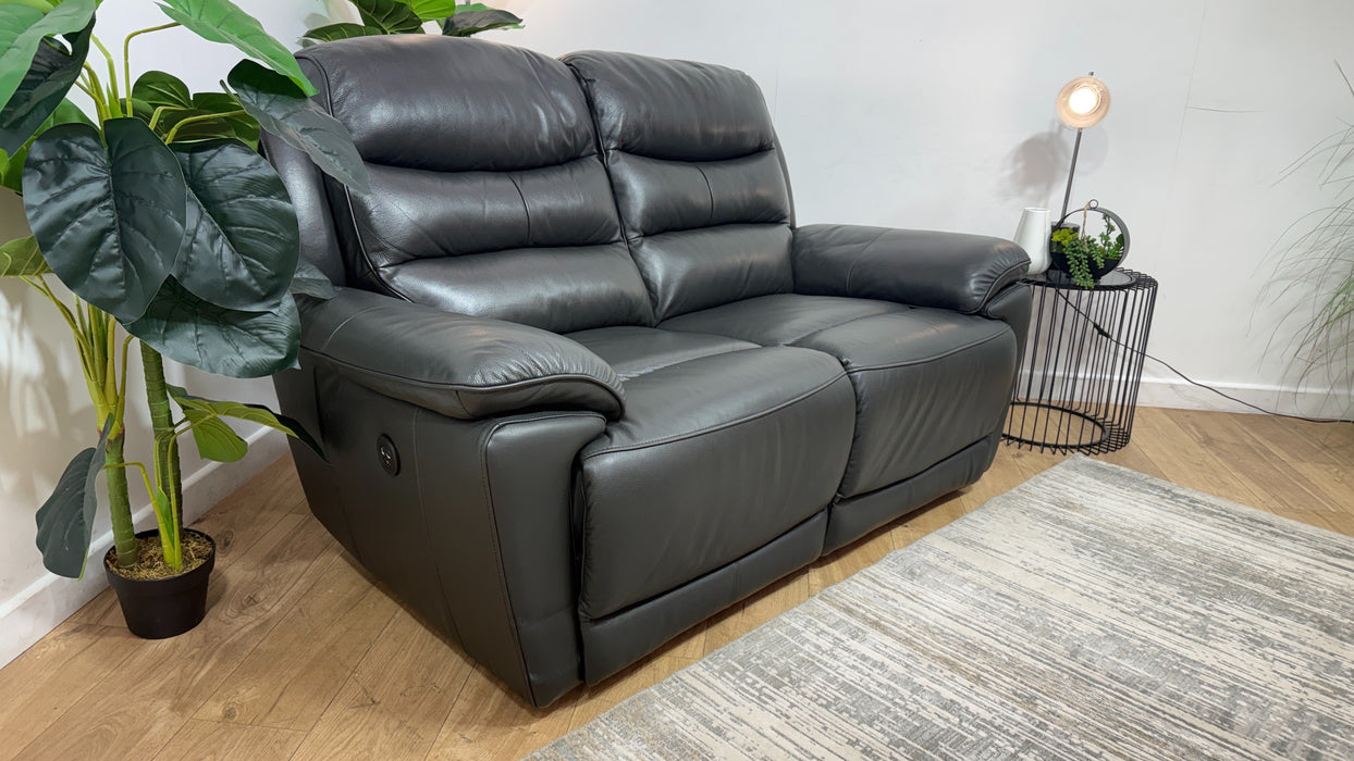 DFS Premier 2 Seater Leather Power Recliner Sofa in Graphite