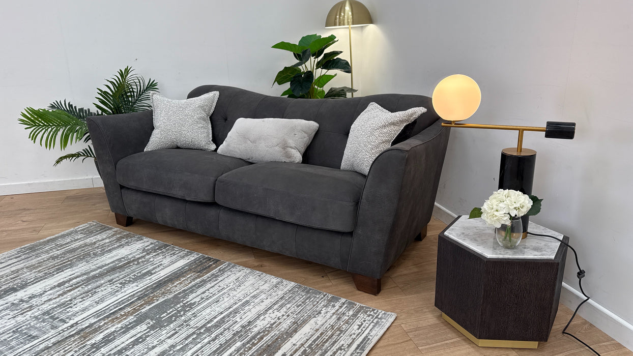 Bartello  3 Seater Sofa -  Leather - Charcoal/Pepper Mix