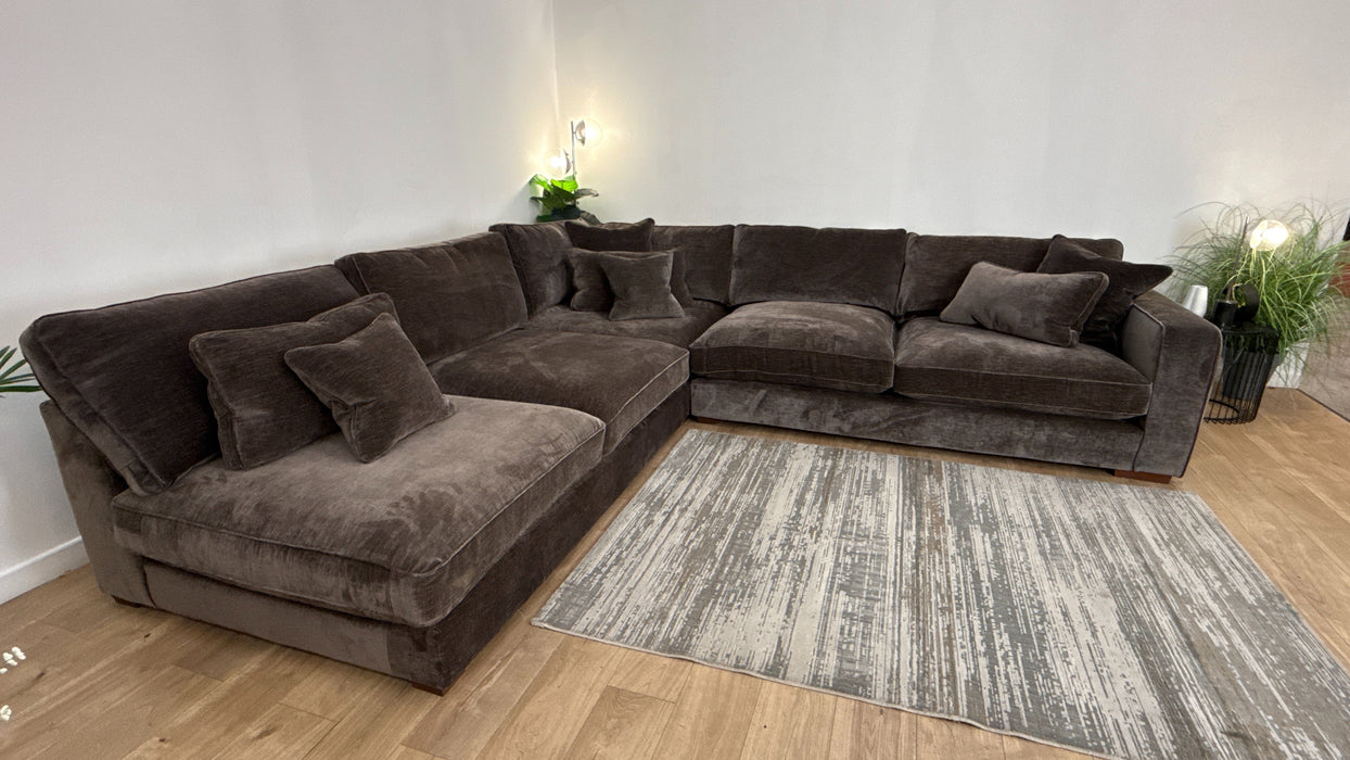 Sofology Cavalli Fabric 1.5 Terminal End Corner 3 Foam Seats in Deluxe Chenille Mushroom