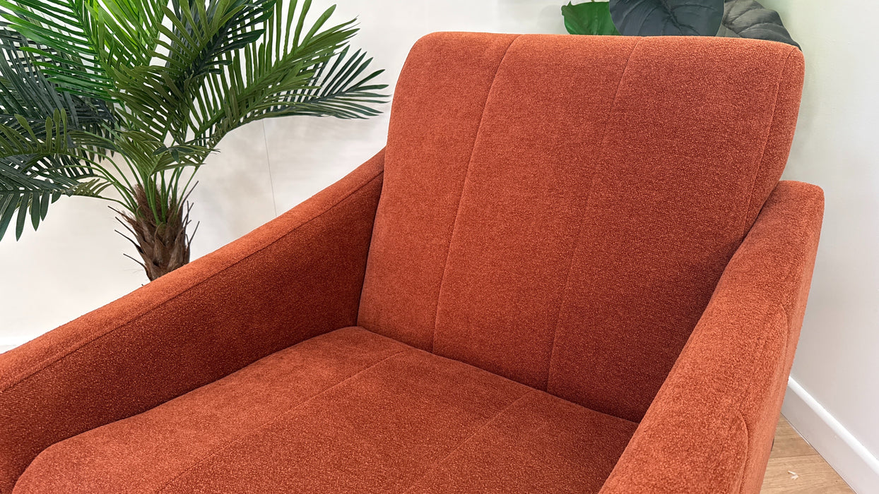 Sofology Soho Fabric Swivel Chair in Micro Boucle Rust