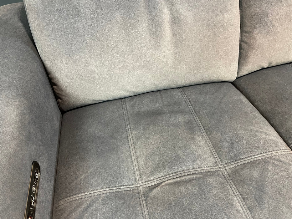 Marvella Fabric 3 Seater - Lifestyle Flecked Fabric Charcoal - Power Headrest and Power Recliner (WA2)