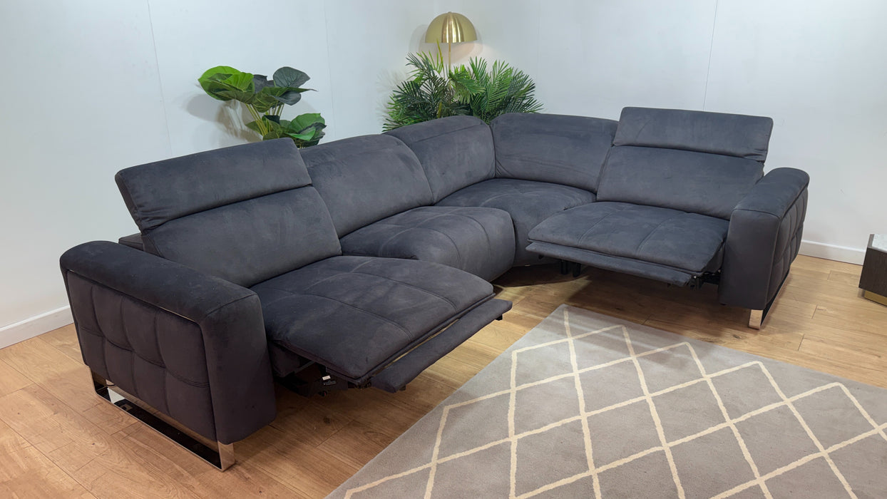 Sofology Marvella Fabric 3 Corner 1.5 Power Recliner/Headrest in Lifestyle Flecked Anthracite
