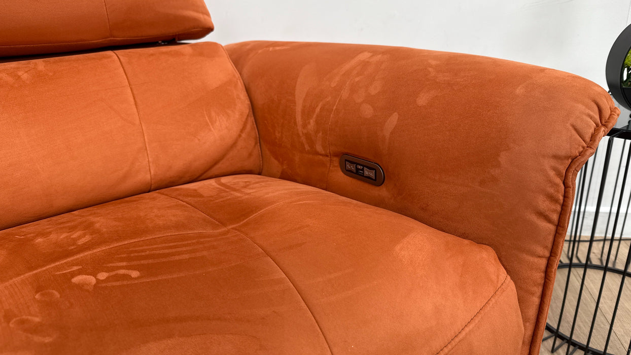 Sofology Cadenza Fabric 2.5 Seater Power Recliner/Headrest in Lifestyle Plush Burnt Orange